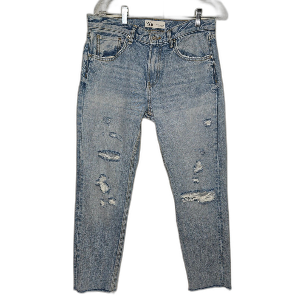 Zara The Cigarette Jeans | Women's Size 40/8 | Blue High Rise Cropped Slim Denim